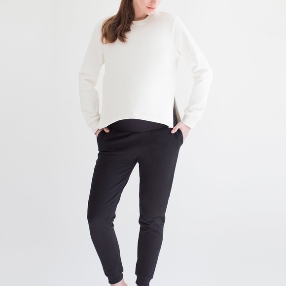 MATERNITY SOFT STRETCH SWEATSHIRT, WHITE - Picture 5 of 8